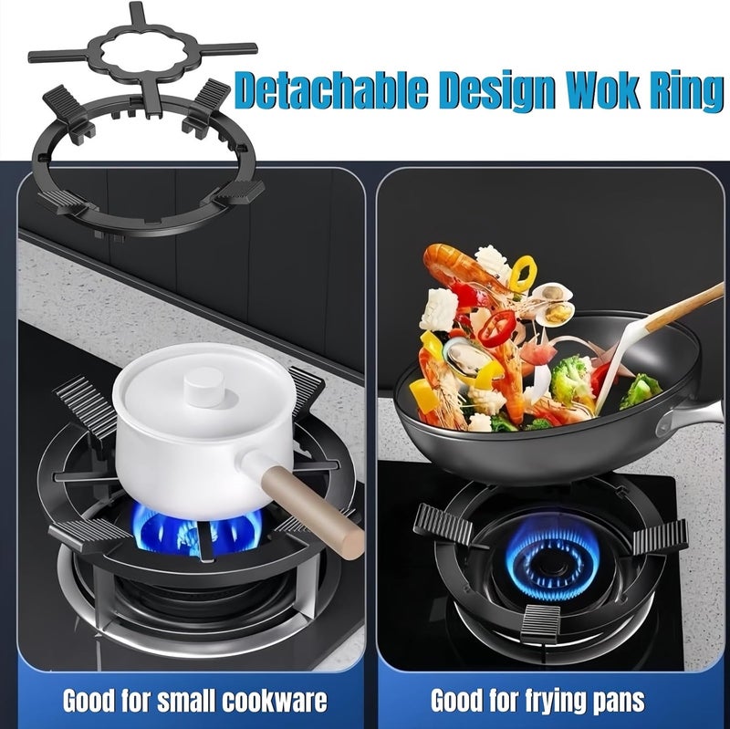CHDEXU Cast Iron Wok Support Ring for Moka Pot, 2 in 1 Gas Ring Reducer Stovetop Stand for Wok small Saucepan Coffee Pot, Reducer Ring Holder for Gas Stove Hobs Cooker - Image 2